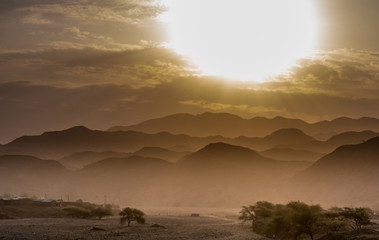 Sunrise in Danakil in Ethiopian