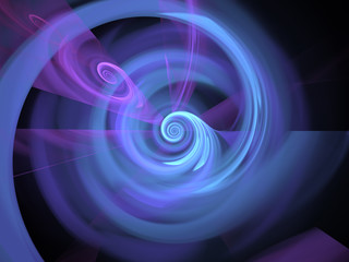 Blue Fractal Spiral Background Image, Illustration - Infinite repeating spiral pattern, vortex of geometry. Recursive symmetrical patterns compressed and twisted, Abstract Swirling Smoke Effect