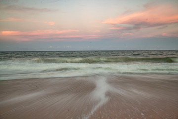 Waves crashing on the beach