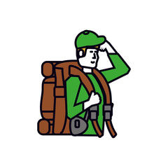traveler man with travel bag avatar character