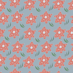 Vector seamless pattern with abstract flowers. 