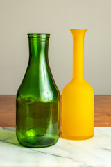 Colorful glass bottles