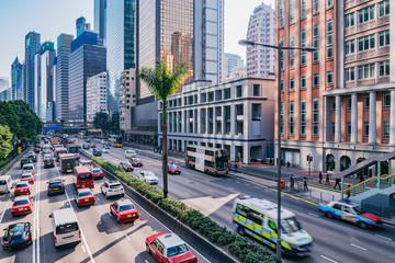 View of the central city street. Hong Kong. - obrazy, fototapety, plakaty