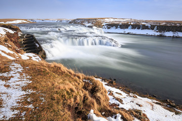 Ægissíðufoss waterfalls located near Hella at route 1, Iceland during Winter season.