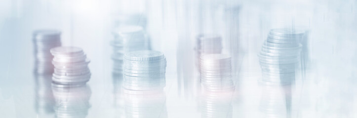 Website Header Banner Coins. Finance abstract background. 