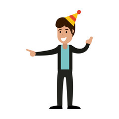 man with birthday hat cartoon