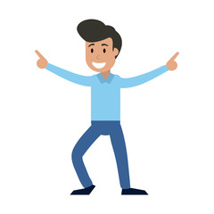 Man dancing and smiling cartoon