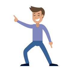 Man dancing and smiling cartoon