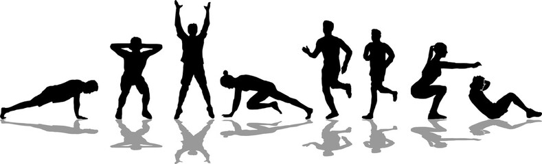 People Fitness Workout Silhoutte
