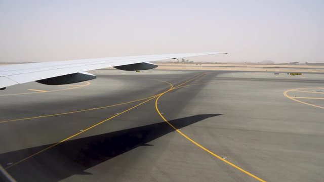 Wide area for take-off and landing strips. Runway covered with yellow markings