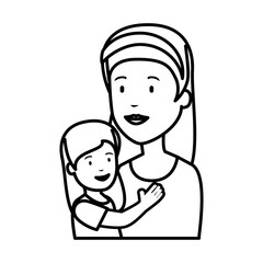 beautiful mother lifting daughter