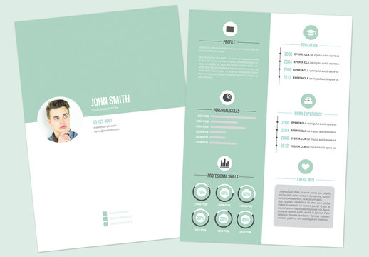 Resume Layout with Green Accents