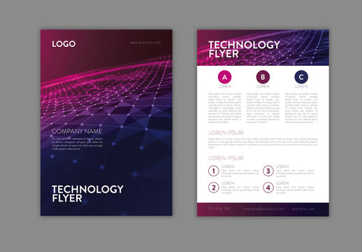 Technology Themed Flyer Layout With Blue And Pink Accents