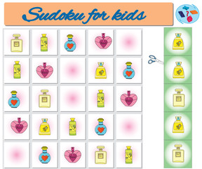 Sudoku for kids with colorful geometric figures. Game for preschool kids