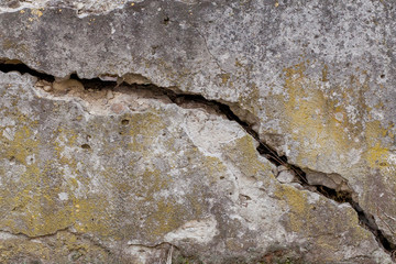 Cracked White Wall Texture Background, very old wall with a crack on it