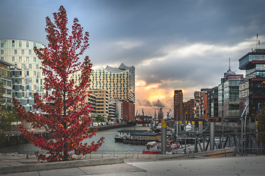 Germany, Hamburg, Elbe Philharmonic Hall in autumn