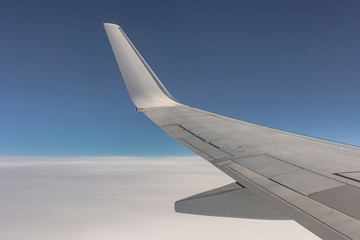 View of the earth from the wing of the aircraft.