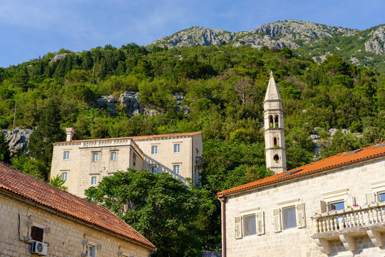 Montenegro, Perast, Gospa od Rozarija Church Spire