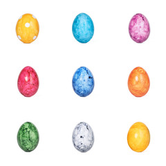 Collection of different decorative Easter eggs isolated on white background