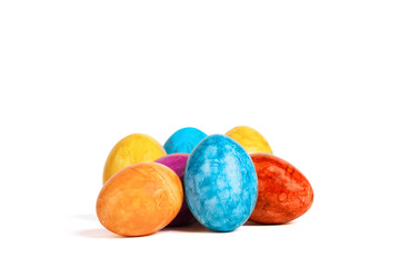 Different decorative Easter eggs isolated on white background