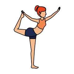 woman practicing yoga position