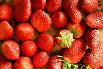 strawberries on black background