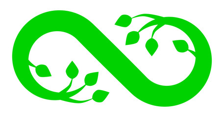 Infinity flourish symbol icon - green, isolated - vector