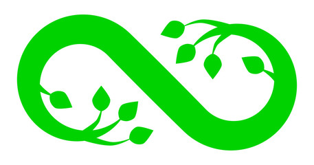 Infinity flourish symbol icon - green, isolated - vector