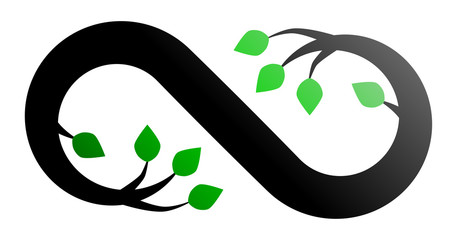 Infinity flourish symbol icon - black green gradient, isolated - vector