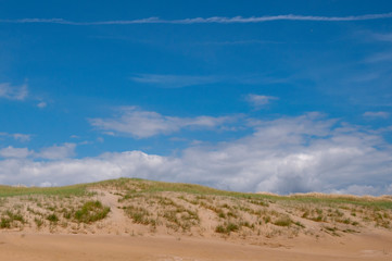 Fototapeta na wymiar Beautiful sand dunes at Camber Sands, East Sussex, United Kingdom.