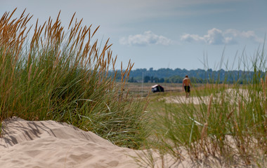 Beautiful sand dunes at Camber Sands, East Sussex, United Kingdom.