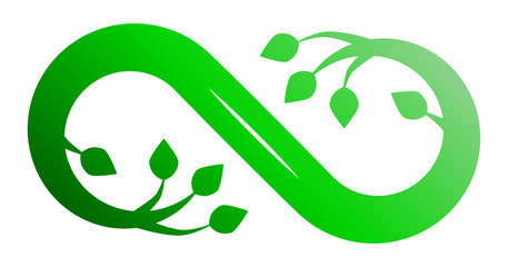 Infinity flourish symbol icon - green gradient, isolated - vector