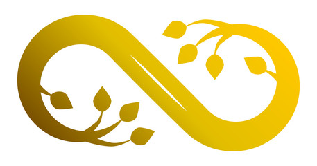 Infinity flourish symbol icon - golden gradient, isolated - vector