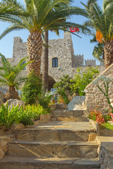 Castle of Marmaris behind the palm trees