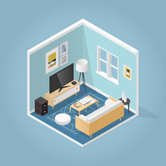 Isometric Living Room Illustration