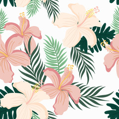 Fototapeta na wymiar seamless pattern. floral design. Paradise nature. Jungle foliage. Exotic plants. floral design. vector illustration.