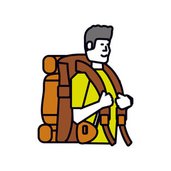 traveler man with travel bag avatar character