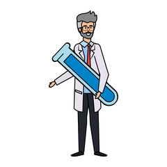 professional doctor with tube test avatar character