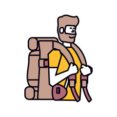 traveler man with travel bag avatar character