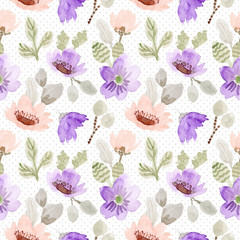 blush purple floral watercolor seamless pattern