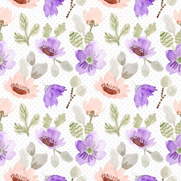 Blush Purple Floral Watercolor Seamless Pattern