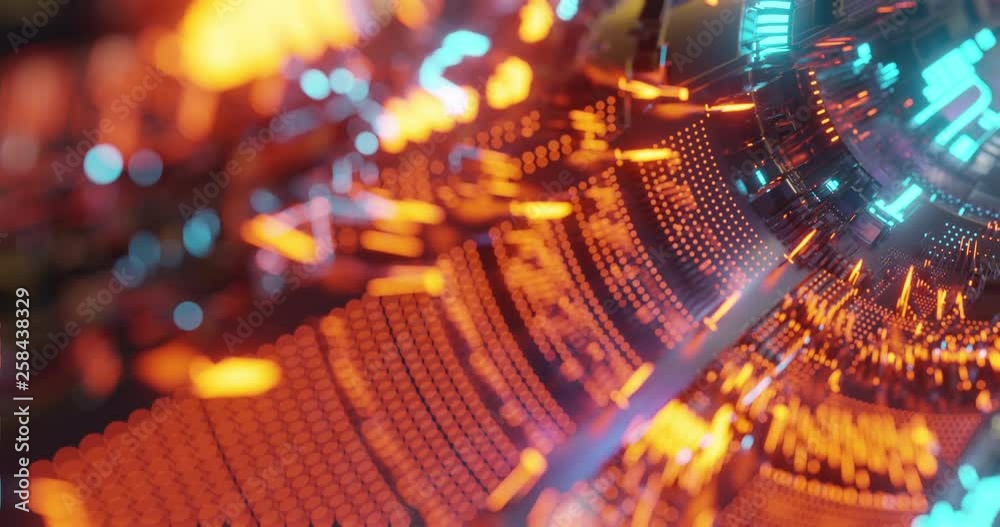 Poster motion graphic 4k seamless loop of abstract technology background, led and flickering particles. ani