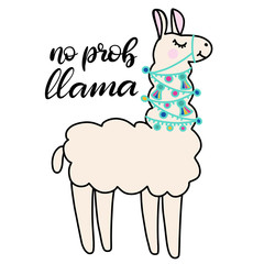 Llama lettering vector illustration