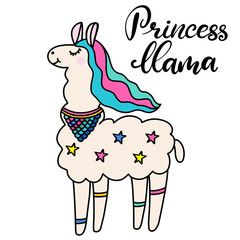 Llama lettering vector illustration