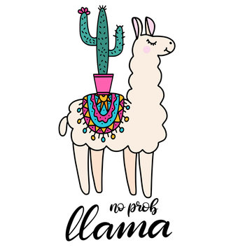 Llama lettering vector illustration