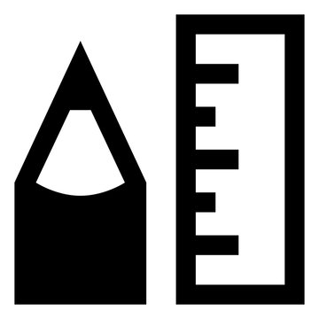 black pencil and ruler icons clip art preview