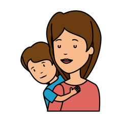 beautiful mother lifting son