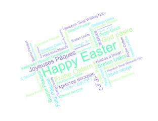 Happy Easter in different languages, word tag cloud, vector