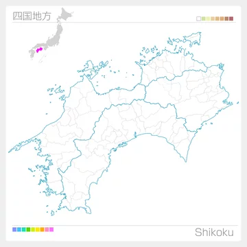 四国地方の地図 Shikoku 白地図風 Stock ベクター Adobe Stock