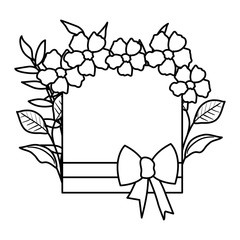 beautiful flowers and leafs square frame